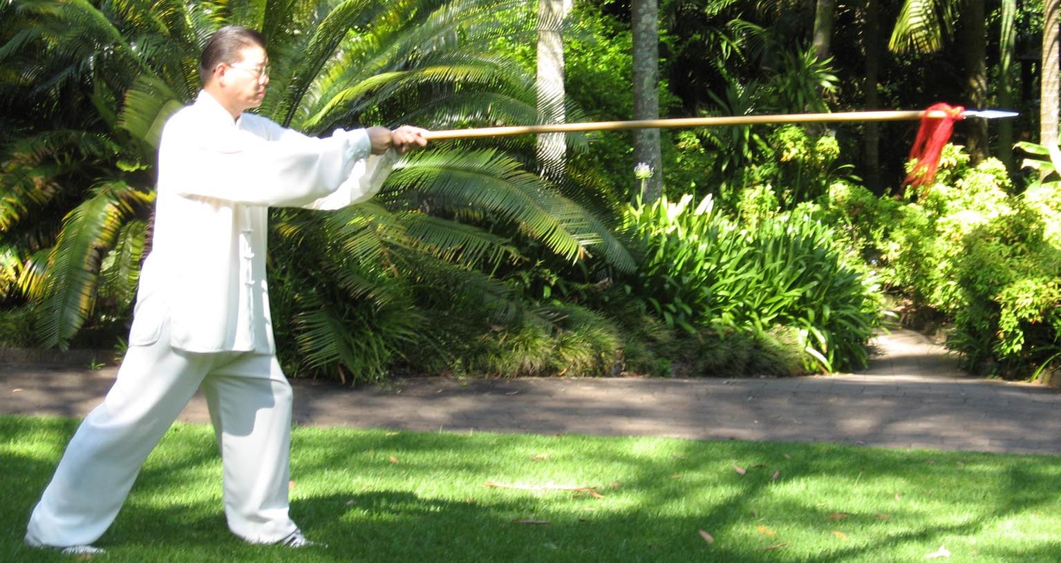 Sam Li demonstrating Tai Chi Spear Form